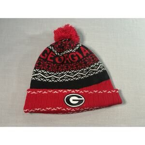 Georgia Bulldogs Knit Beanie Pom Hat Top of the World Red Black Winter